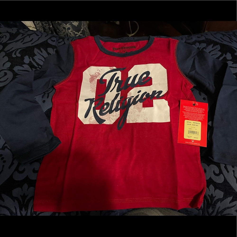 True Religion Boys Distressed Logo Tee NWT